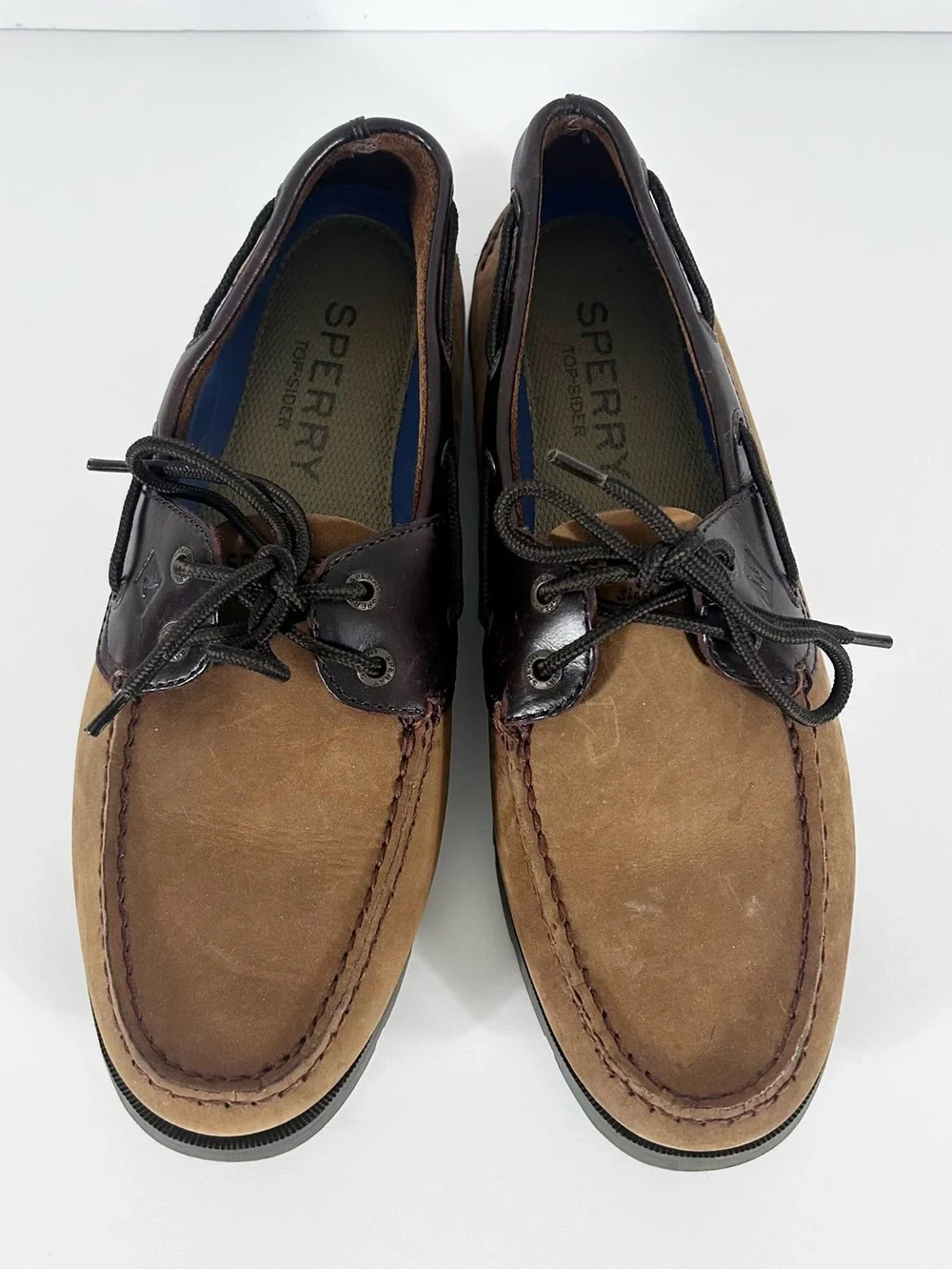 Sperry Top-Sider Mens 9.5 Boat Shoes Brown Leather Nubuck Deck Shoes 0777896